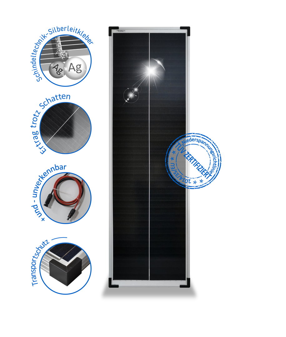 Solarmodul 100W Solarpanel 24V Monokristallin 72 PERC Solarzellen Schindel 